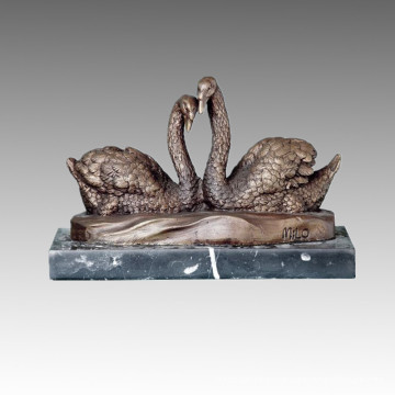 Animal Pássaro Estátua Swan Lovers Bronze Escultura, Milo Tpal-082